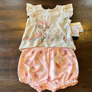 NWT Disney Baby Floral Minnie Shirt and Short Set